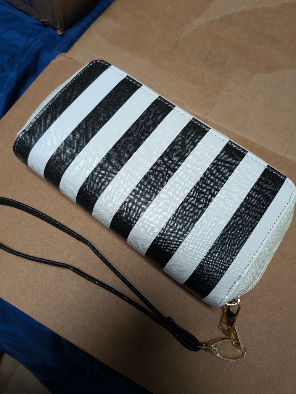 Striped Black & White Wristlet Wallet - Women